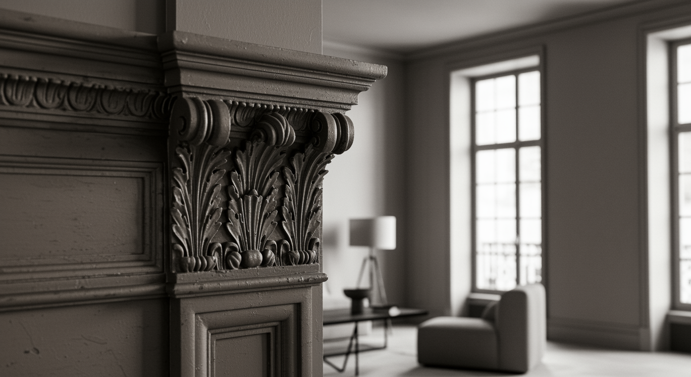 elegant restored ornamental molding in sophisticated architectural interior