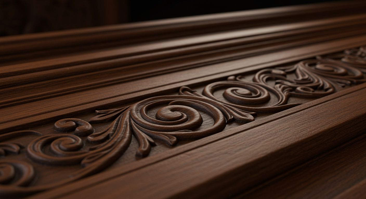 intricate carved wooden decorative moulding
